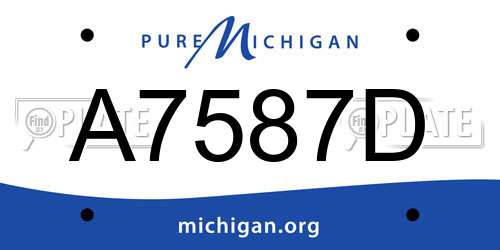 A7587D Michigan License Plate