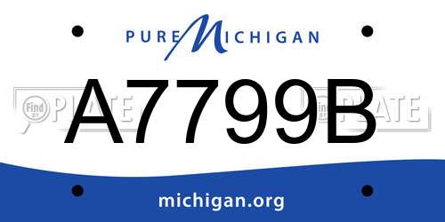 A7799B Michigan License Plate