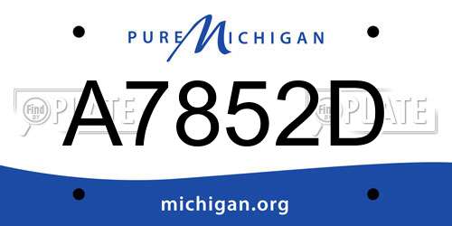 A7852D Michigan License Plate