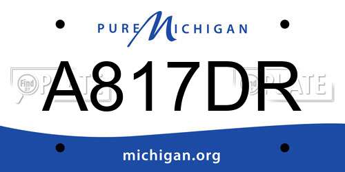 A817DR Michigan License Plate