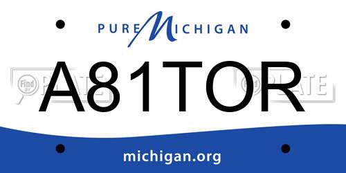 A81TOR Michigan License Plate