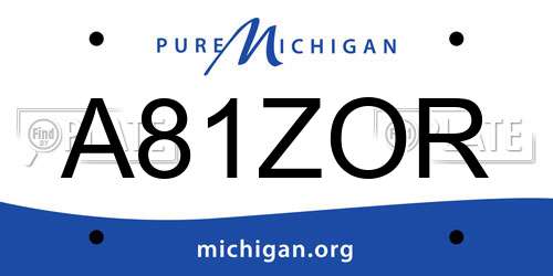 A81ZOR Michigan License Plate
