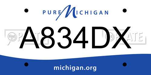A834DX Michigan License Plate