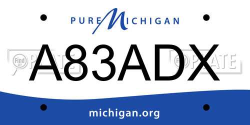 A83ADX Michigan License Plate