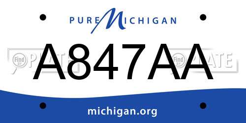 A847AA Michigan License Plate