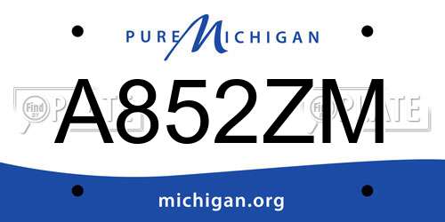 A852ZM Michigan License Plate