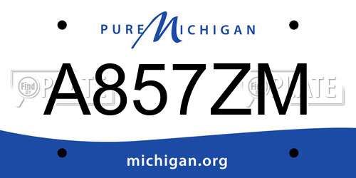 A857ZM Michigan License Plate