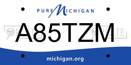 A85TZM Michigan License Plate
