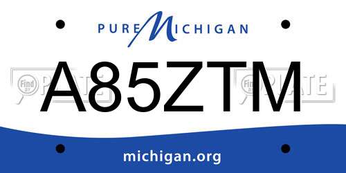 A85ZTM Michigan License Plate