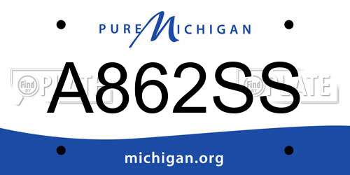 A862SS Michigan License Plate