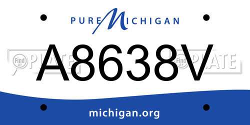 A8638V Michigan License Plate