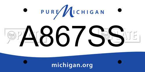 A867SS Michigan License Plate