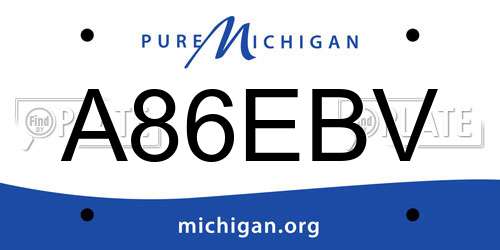 A86EBV Michigan License Plate