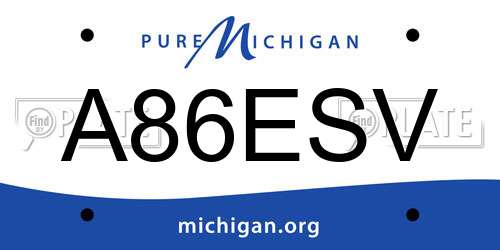 A86ESV Michigan License Plate