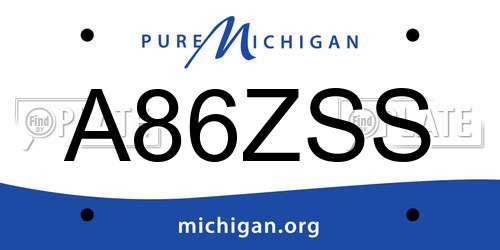 A86ZSS Michigan License Plate