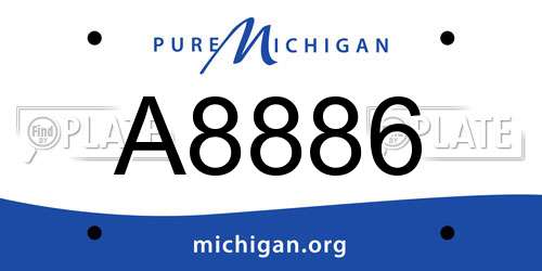 A8886 Michigan License Plate