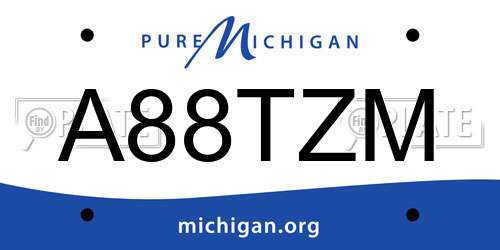 A88TZM Michigan License Plate
