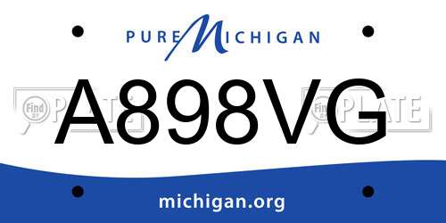 A898VG Michigan License Plate