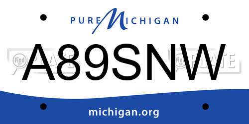 A89SNW Michigan License Plate