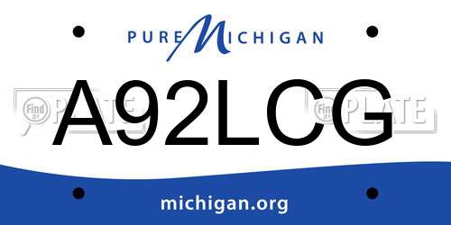 A92LCG Michigan License Plate