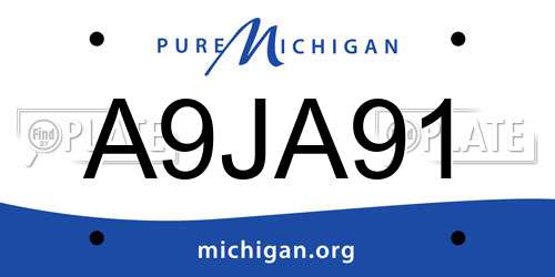 A9JA91 Michigan License Plate