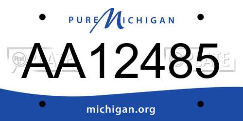 AA12485 Michigan License Plate