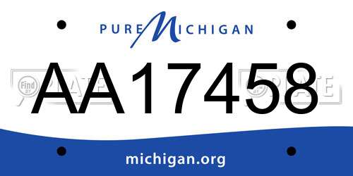 AA17458 Michigan License Plate