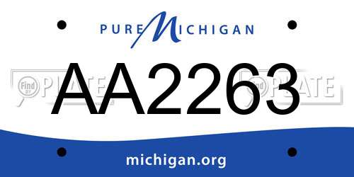 AA2263 Michigan License Plate