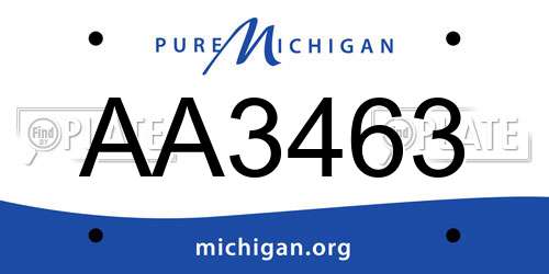 AA3463 Michigan License Plate
