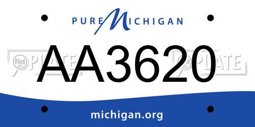 AA3620 Michigan License Plate