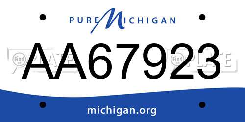 AA67923 Michigan License Plate