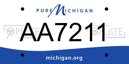 AA7211 Michigan License Plate