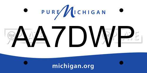 AA7DWP Michigan License Plate