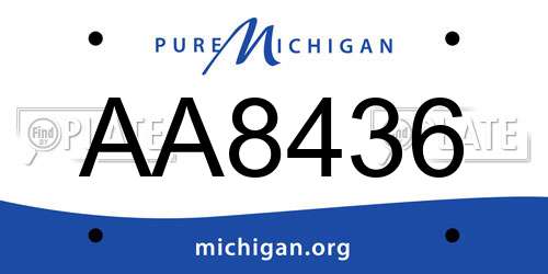 AA8436 Michigan License Plate