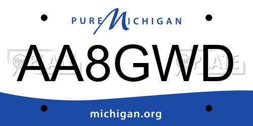 AA8GWD Michigan License Plate