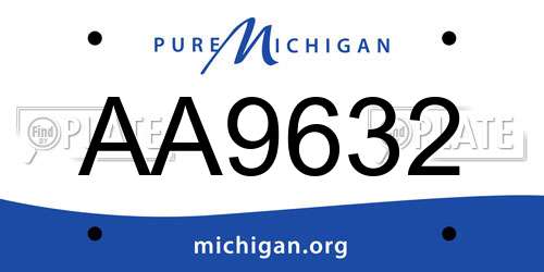 AA9632 Michigan License Plate