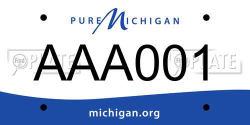 AAA001 Michigan License Plate