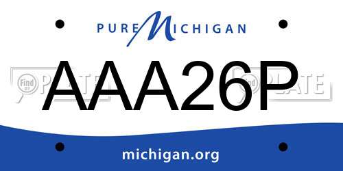 AAA26P Michigan License Plate