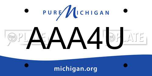 AAA4U Michigan License Plate