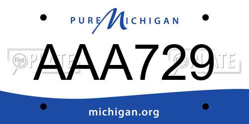 AAA729 Michigan License Plate