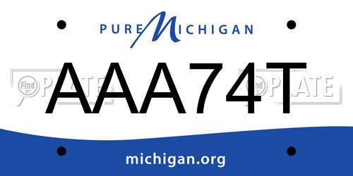 AAA74T Michigan License Plate
