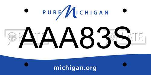 AAA83S Michigan License Plate