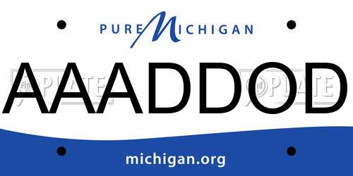 AAADDOD Michigan License Plate