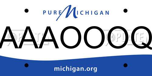 AAAOOOQ Michigan License Plate