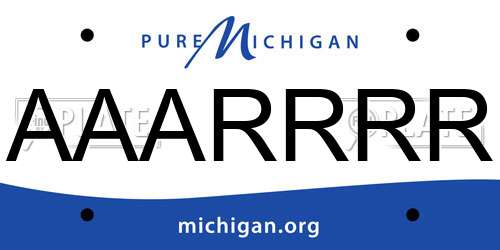 AAARRRR Michigan License Plate
