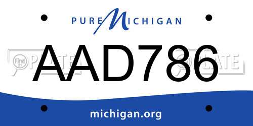 AAD786 Michigan License Plate