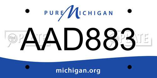 AAD883 Michigan License Plate