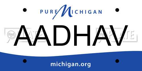 AADHAV Michigan License Plate