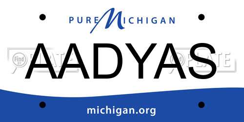 AADYAS Michigan License Plate