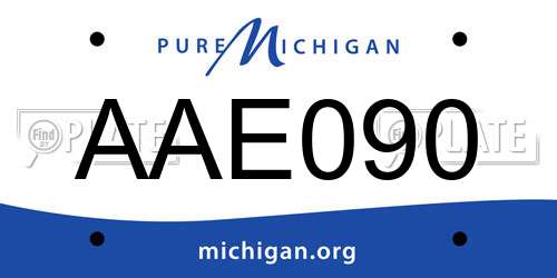 AAE090 Michigan License Plate
